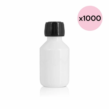 Weiße PET-Flasche mit Korken 100 ml  (1000 Stück)