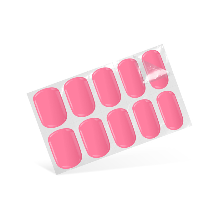 Nail Art. Stickers Gel Nails Simple neon pink 24 pcs.