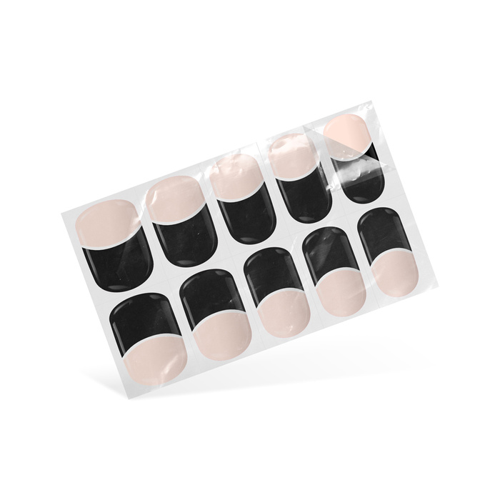 Nail Art. Stickers Gel Nails Simple black french 24 pcs.