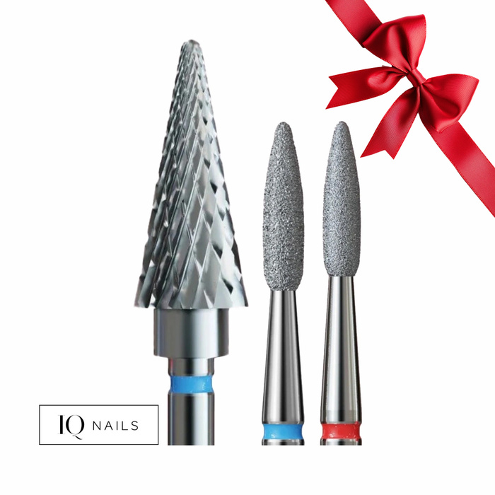 Set IQ Nails - 5-in-1 Tungsten Carbide Bit and Diamond Flame Bit - Gentle and Universal