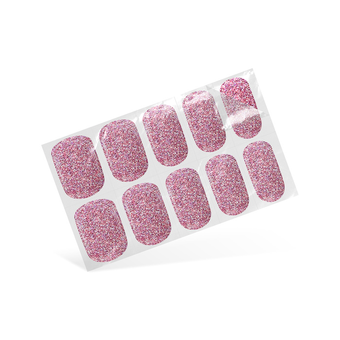 Flexy Gel Nail Sticker Simple Express Manicure Set Dark Pink Glitter